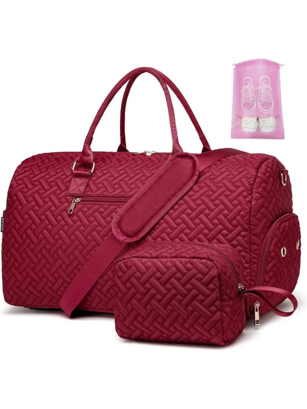 Duffle Bag for Travel, Weekender Bag with Shoe Compartment, Carry On Overnight